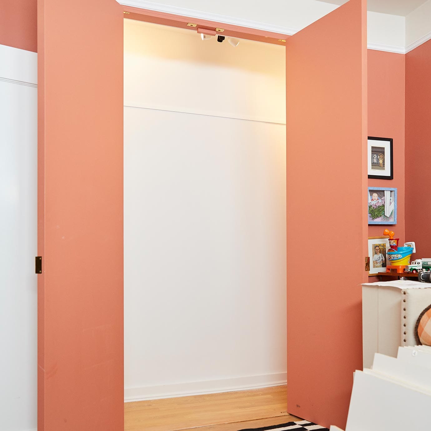 Preparing space for reach in closet installation by California Closets