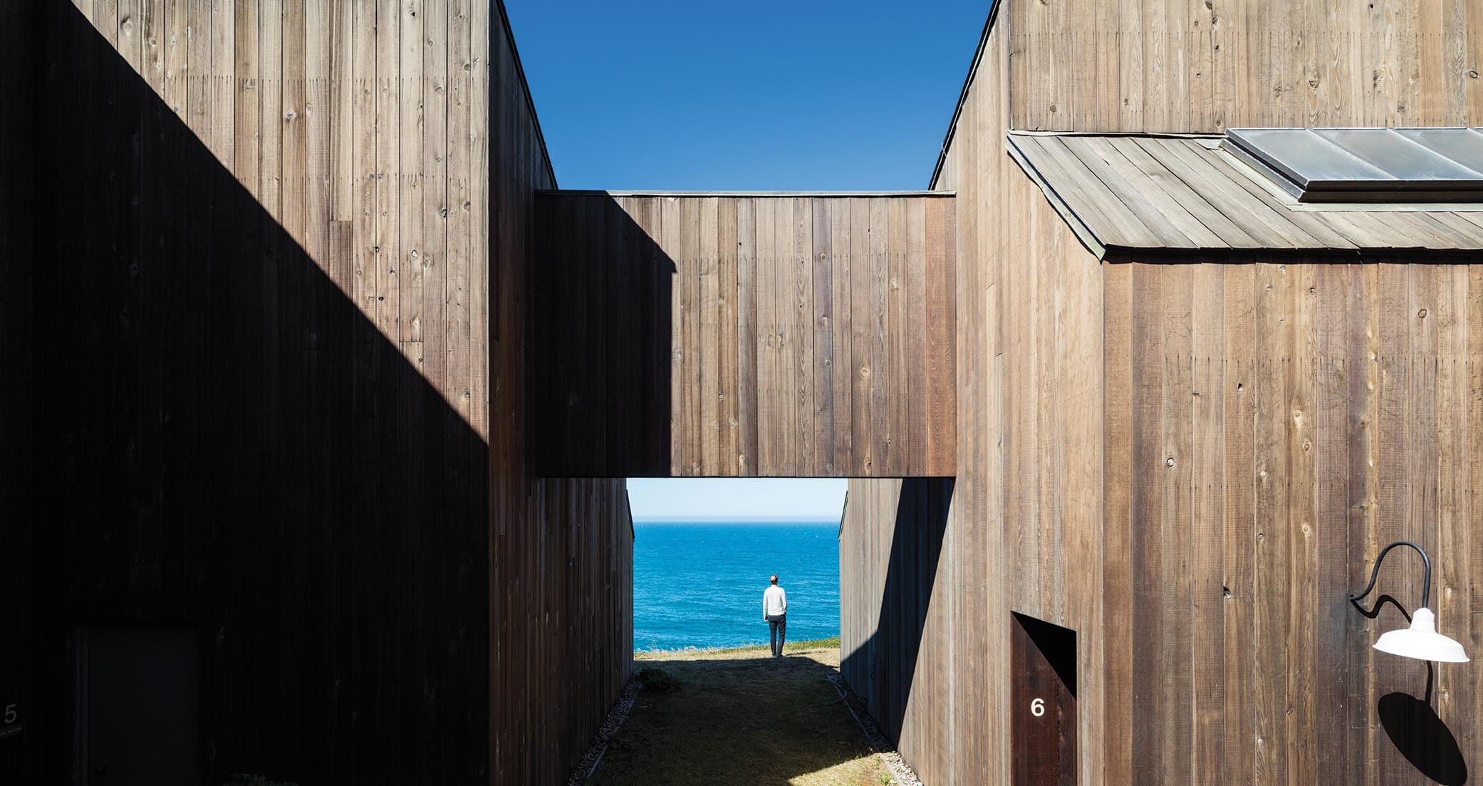 View of Sea Ranch building that opens to the ocean, photographed for Ideas of Order Magazine